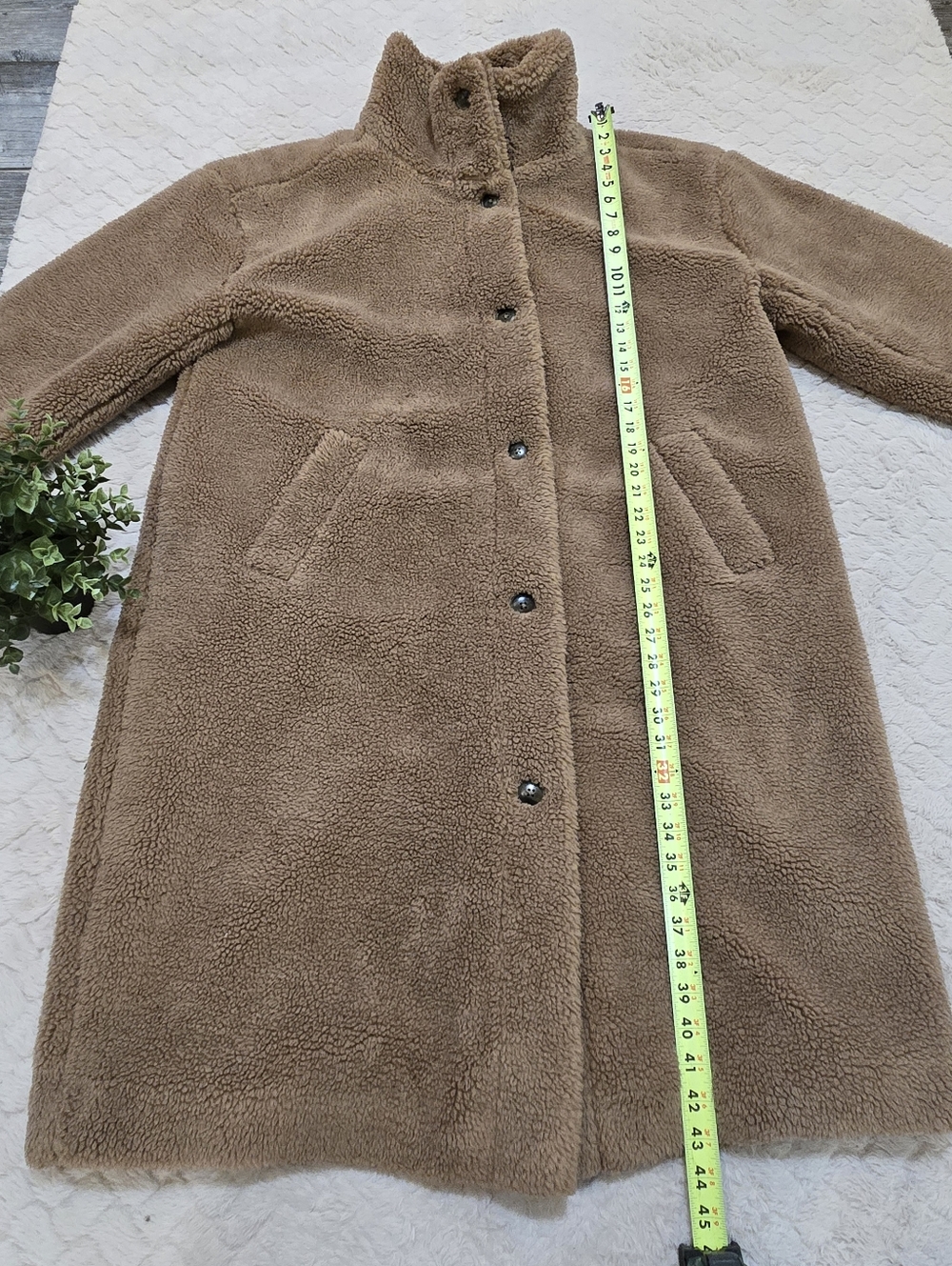GAP Tan Long Sherpa Button-Front Cozy Preppy Coat, Size X-Large - Picture 6 of 7